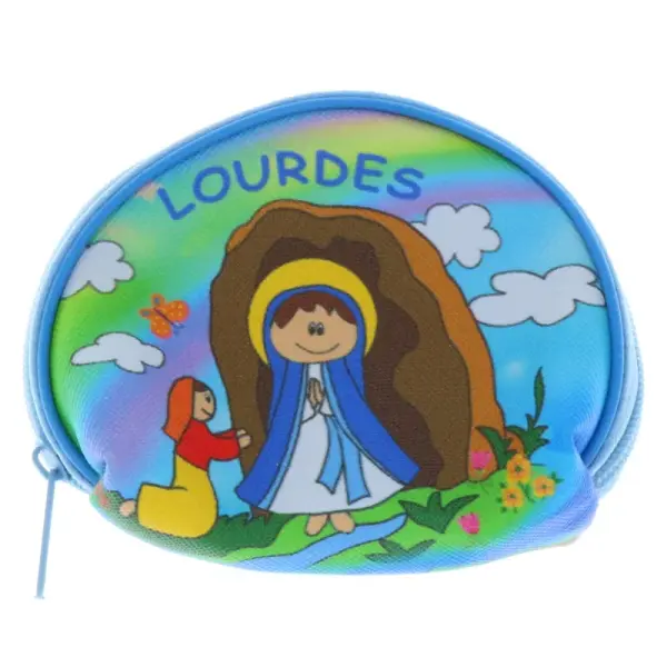 Children’s Rosary Case with Zipper – Lourdes Apparition Design