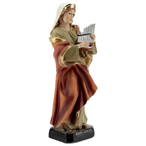 Sainte Cécile orgue statue résine 15 cm