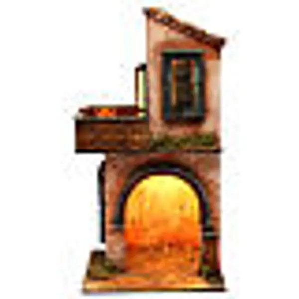 Maison en bois éclairée crèche napolitaine style 700 40x20x20 cm