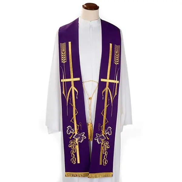 Étole de prêtre croix épi raisin