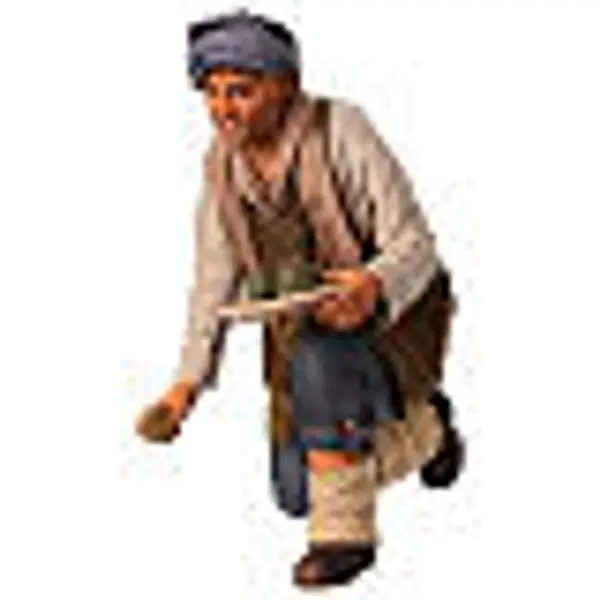 Homme à genoux avec artichaut 30 cm crèche napolitaine