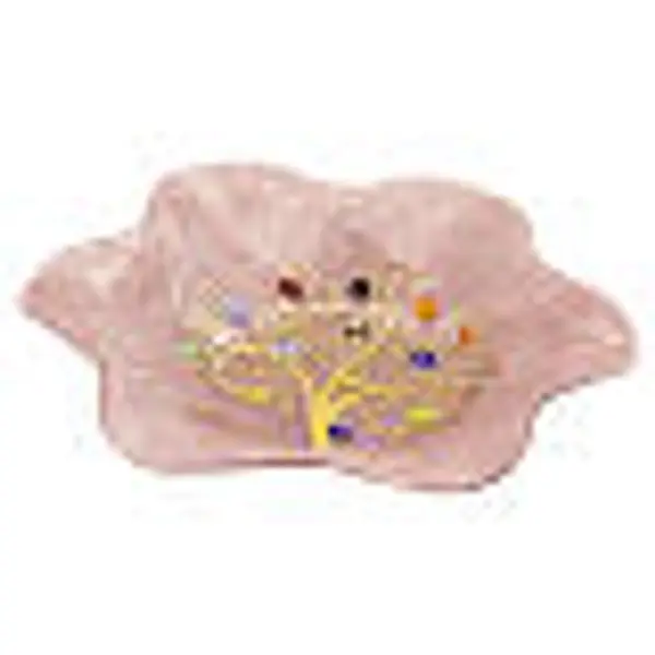 Coupe rose en verre de Murano 20x20 cm en forme de fleur, avec Arbre de Vie