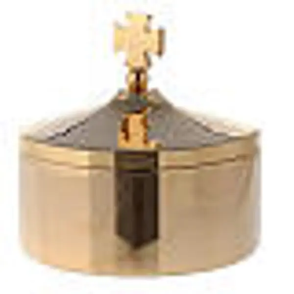 Custode à hostie en laiton doré 24K diam. 8 cm
