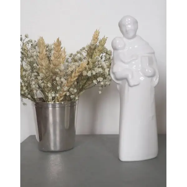 Statuette Saint Antoine de Padoue Blanche céramique 19 cm - Catho Retro