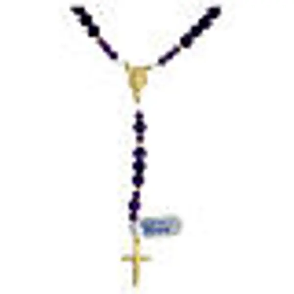 Chapelet améthyste et hématite avec croix et médaille dorées