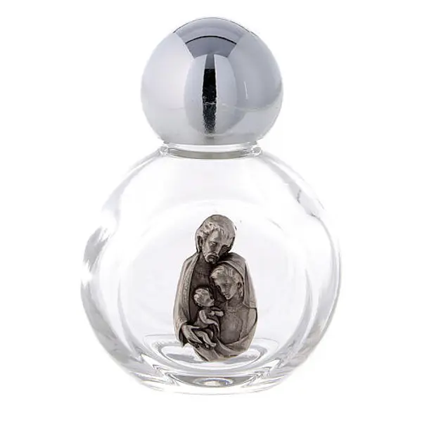 Bouteille ronde eau bénite Sainte Famille 35 ml verre 50 pcs