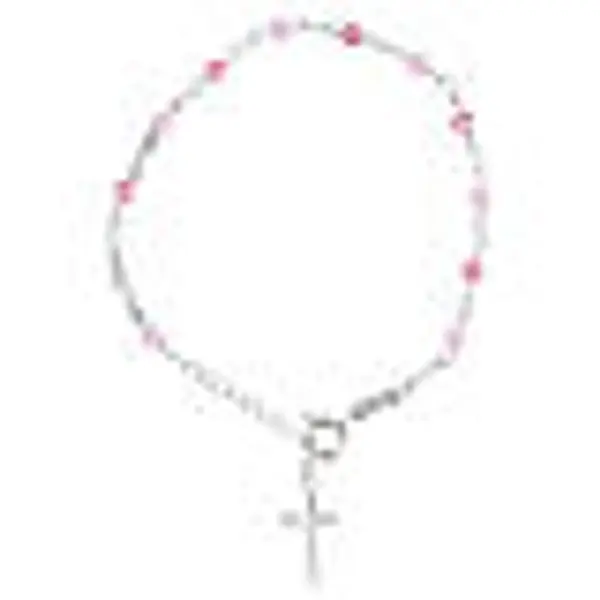 Bracelet dizainier grains 4 mm cristal rose argent 925