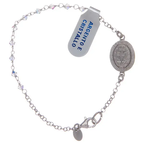 Bracelet zircons transparents médaille Miraculeuse argent 925