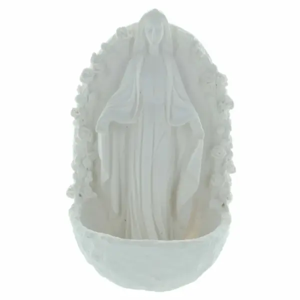 Our Lady Of Grace Holy Water Font white resin 14cm