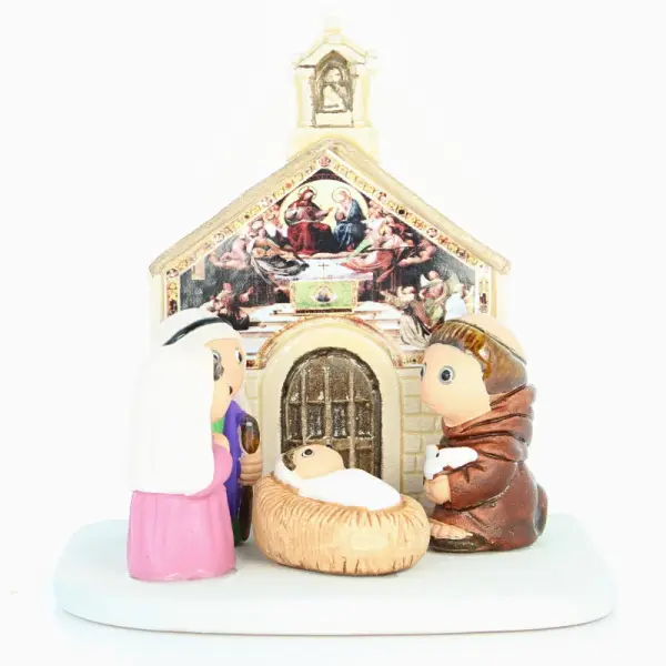 Crèche de Saint François d'Assise en céramique 8x7cm