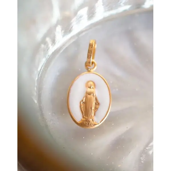 Médaille Miraculeuse émaillée | Or 18 carats