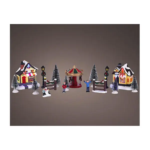 Décor de Noël enneigée avec LEDs colorés 10 cm
