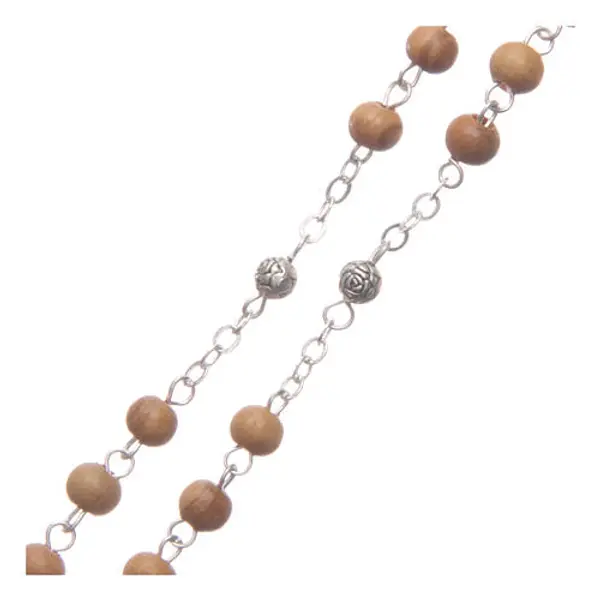 Coffret coeur en olivier avec chapelet en bois 5 mm