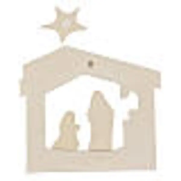 Crèche maison de Noel argile à accrocher 13.5 cm