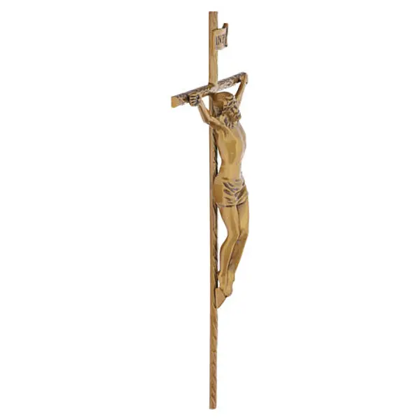 Croix murale avec Christ en bronze pour extérieur 45x23 cm