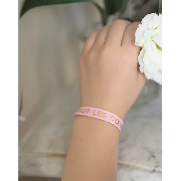 Bracelet ruban brodé - Haut les Coeurs