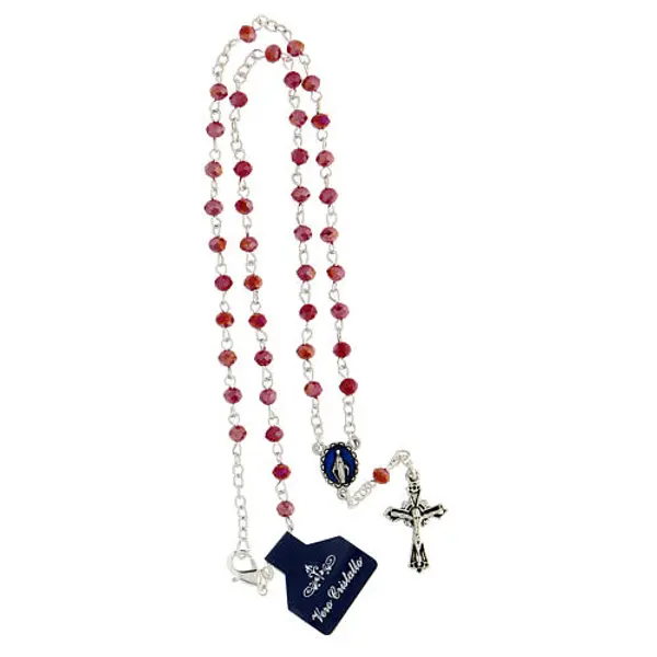 Collier cristal grains rouges 3 mm Vierge Miraculeuse