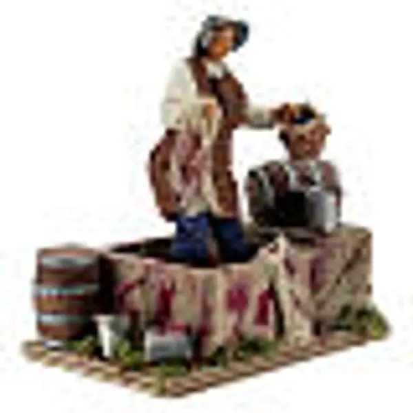 Homme qui presse le raisin 12 cm animation crèche Naples