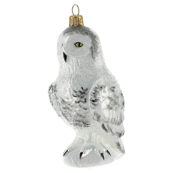 Harfang des neiges décoration verre soufflé pour sapin