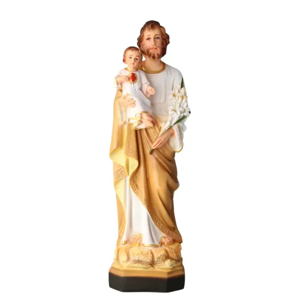 Saint Joseph with Child Coloured resin statue 40cm