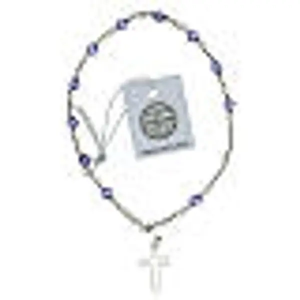 Bracelet argent 925 grains strass violets 4 mm croix ajourée
