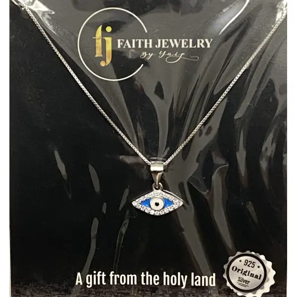 Collier et pendentif œil avec stras en Argent