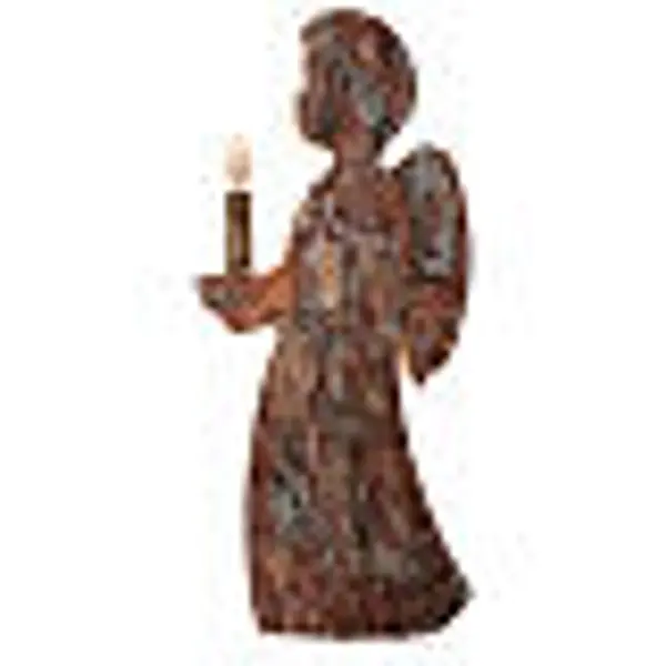 Ange de profil avec bougie en bois de pin Val Gardena 32 cm