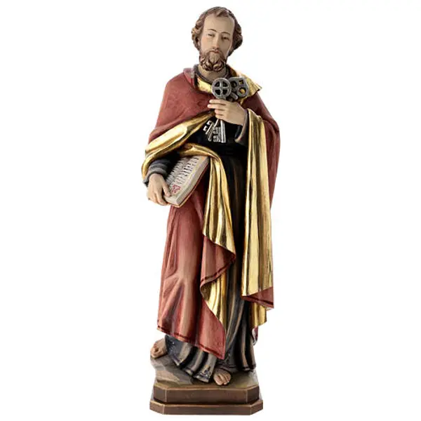 Statue de Saint Pierre bois coloré