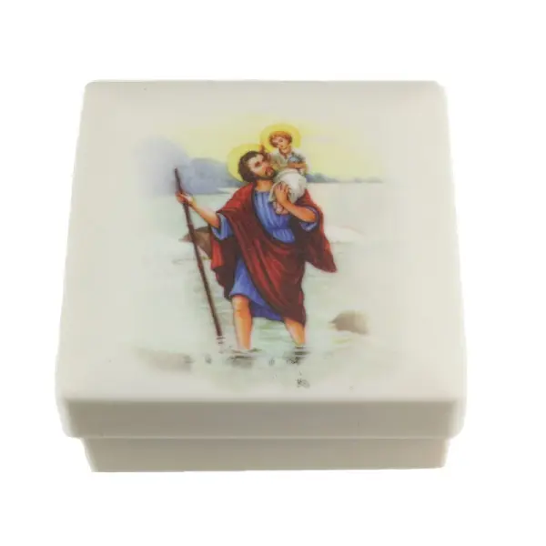 Saint Christopher wood rosary bracelet with a box