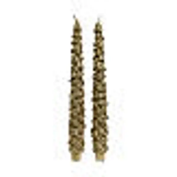Set 2 bougies sapin doré pailleté 2 cm