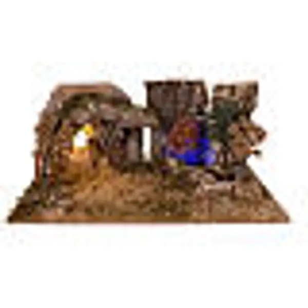 Cabane avec arbres crèche lumière nuit 10 cm