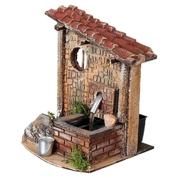 Fontaine AUTHENTIQUE avec escaliers 15x15x20 cm pour Crèche Napolitaine 8-10 cm