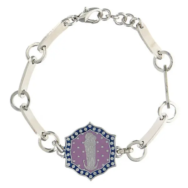Bracelet Vierge à l'Enfant ciel étoilé lilas laiton