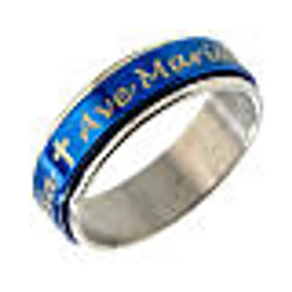Bague pivotante Ave Maria bleu INOX