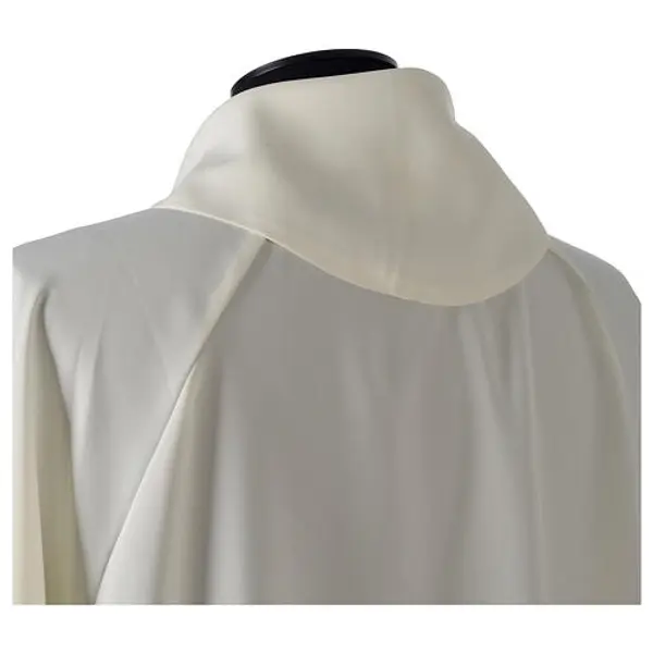 Aube ivoire microfibre polyester évasée avec fausse capuche