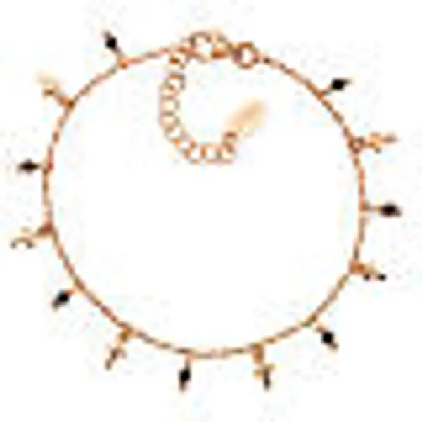 Bracelet Amen argent 925 rosé crucifix pendentifs grains noirs