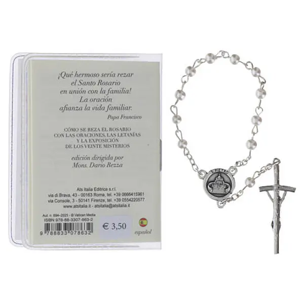 Livret « Le Saint Rosaire » Pape Léon XIV avec chapelet en verre, ESPAGNOL
