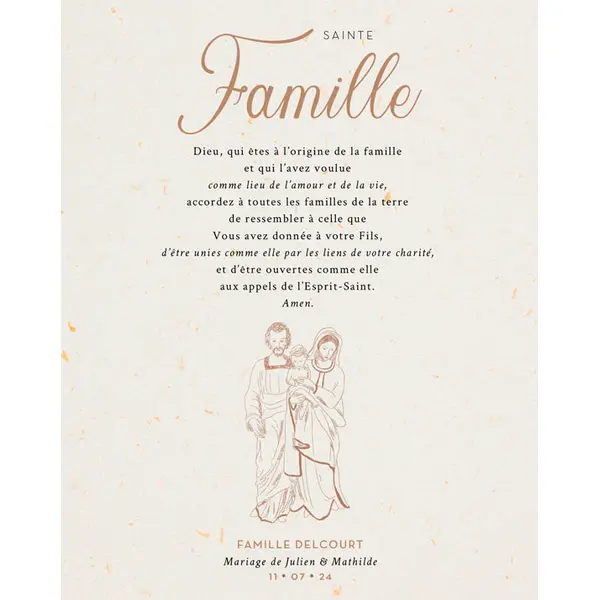 Affiche Prière de la Sainte Famille personnalisable