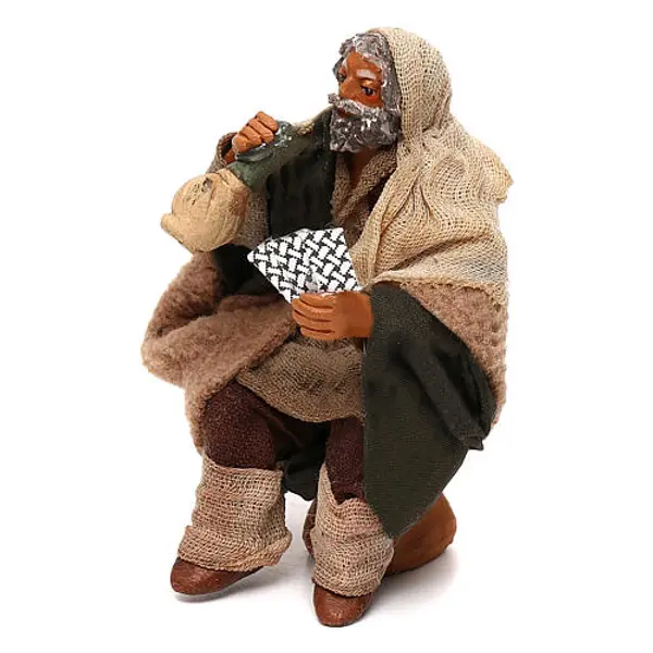 Joueur de cartes qui boit crèche napolitaine 10 cm