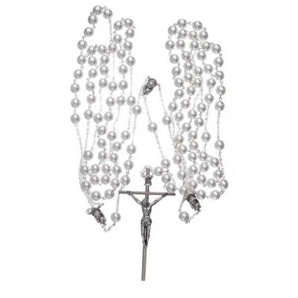 Chapelet double pour mariage avec grains imitation nacre