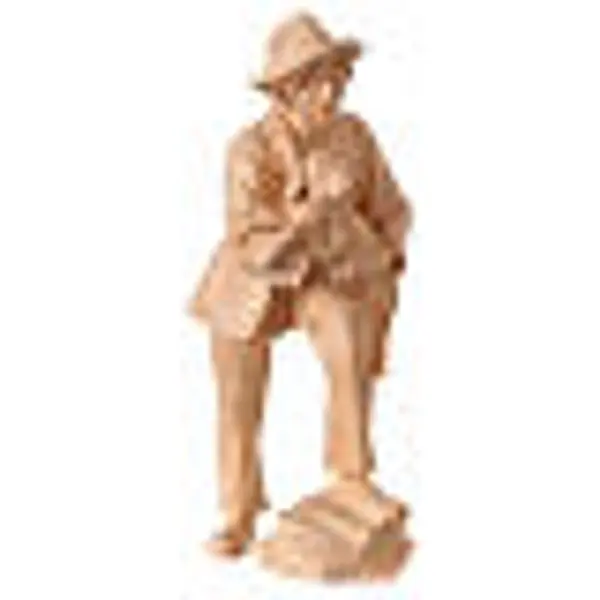 Berger avec agneau crèche de montagne 12 cm en pin cembro