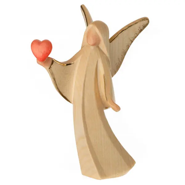 Ange Aram effet albâtre avec coeur bois Val Gardena