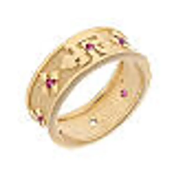Bague Notre Père argent 925 doré zircons rouges