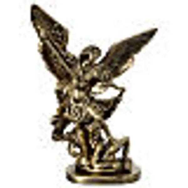 Statue résine Saint Michel 15 cm effet laiton