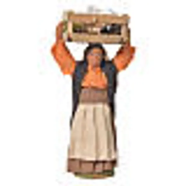 Femme avec caisse d'ail 10 cm santon crèche napolitaine