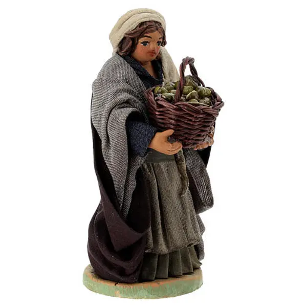 Femme panier olives en main 10 cm crèche Naples