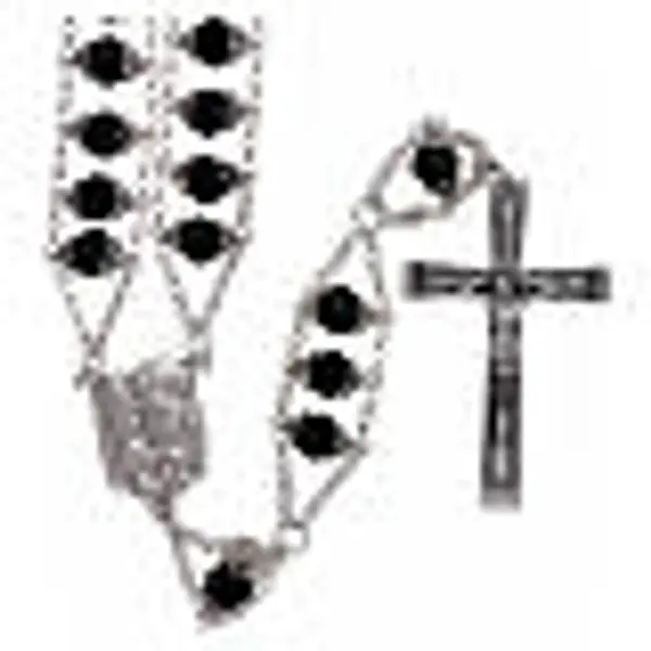 Chapelet Medjugorje cristal noir et double chaîne