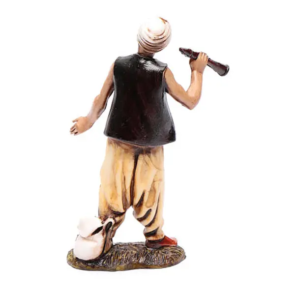 Homme avec turban et flûte 10 cm Moranduzzo style XVIII