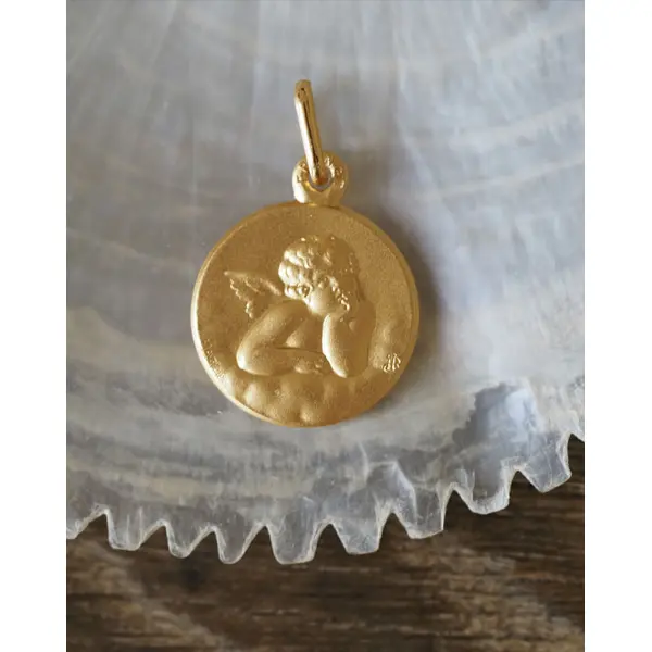 Médaille Ange Songeur | Plaqué or - 16mm