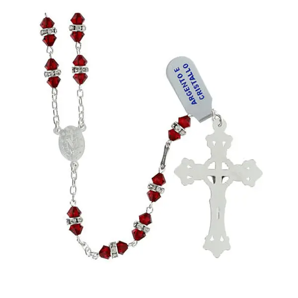Chapelet cristal rouge 5 mm argent 925